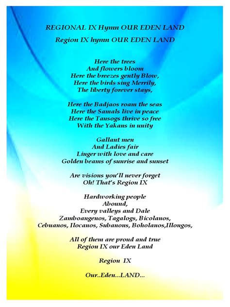 regional hymn lyrics|REGIONAL HYMN .